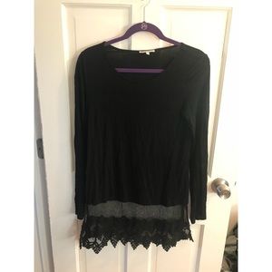 Black Long top with lace/sheer bottom
